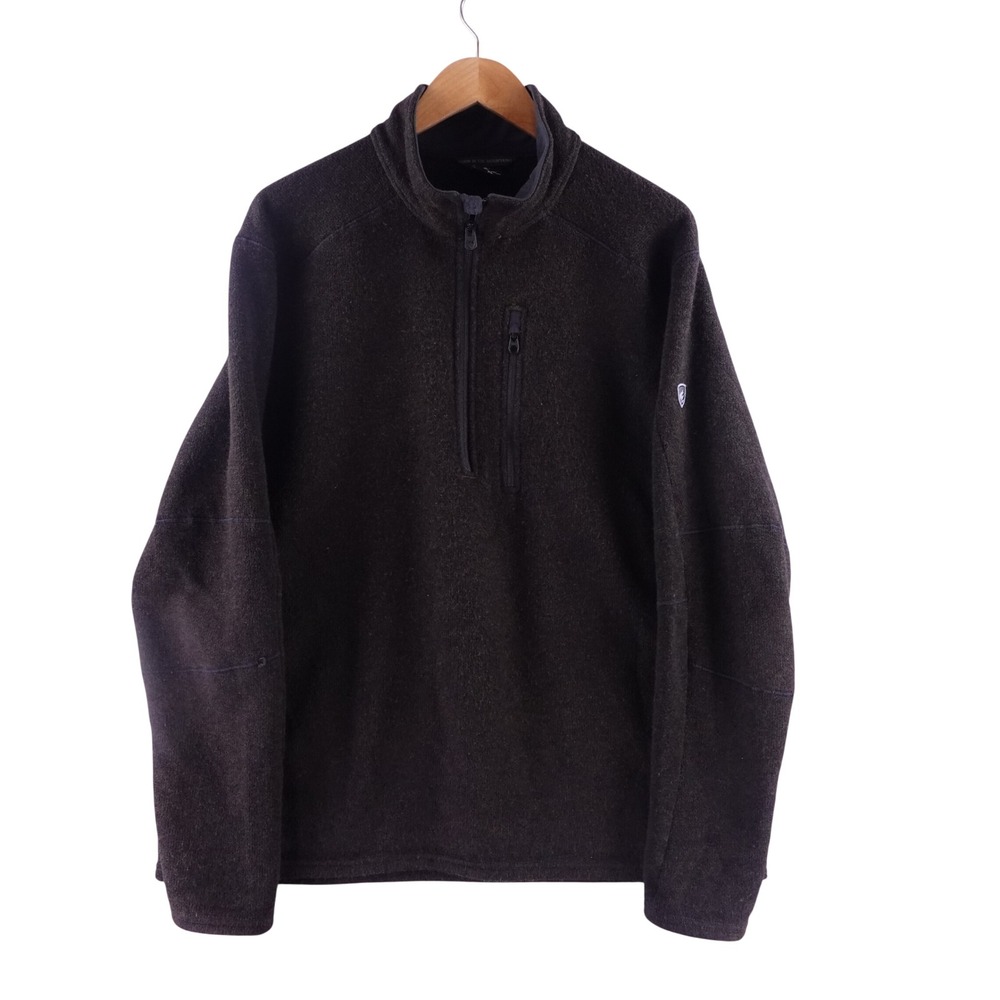 Kuhl Revel  Mens XL  1/4 Zip Fleece Sweater Brown Pullover Hiking Jacket